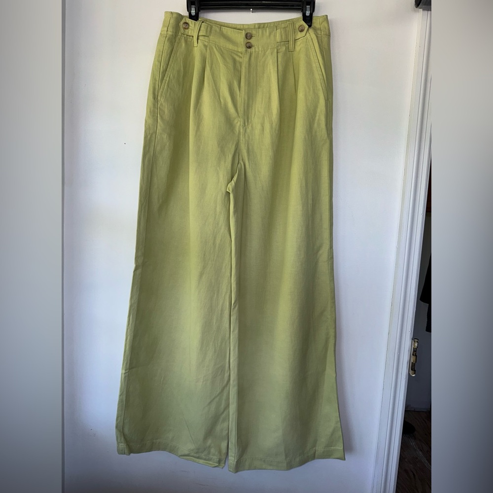 Madewell Tall Harlow Wide-Leg Pant NWT Pale Lemongrass Linen Lyocell Blend - Picture 3 of 12